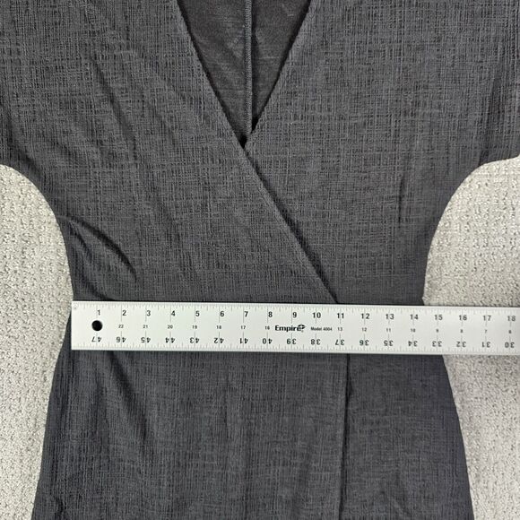 Madewell Faux Wrap Cross Front Flutter Sleeve Mini Dress Black Small Minimalist - Picture 8 of 12
